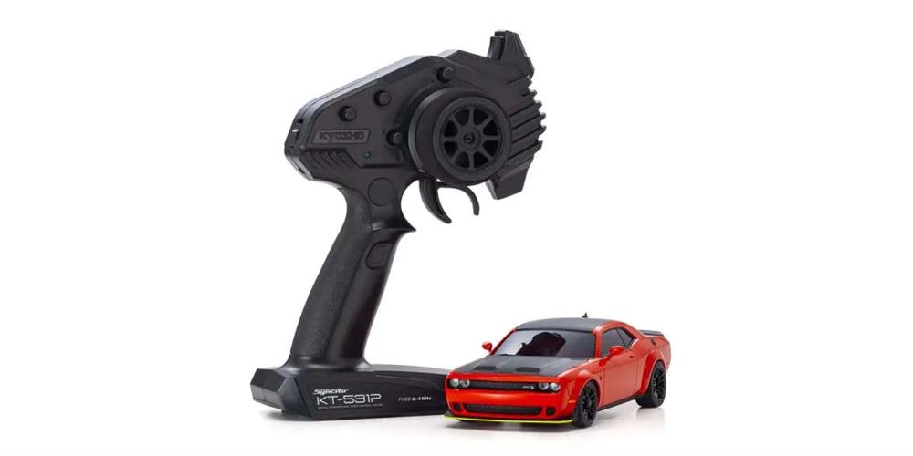 rc bil Mini-Z AWD Challenger SRT Hellcat, röd